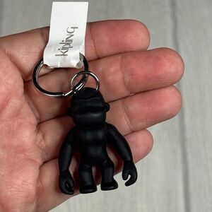 Kipling black rubber monkey keychain